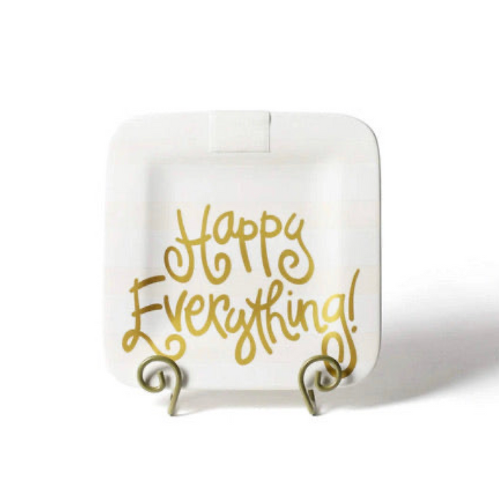 Happy Everything White Stripe Mini Square Platter