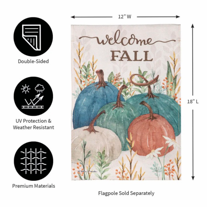 Welcome Fall Pumpkins Burlap Garden Flag