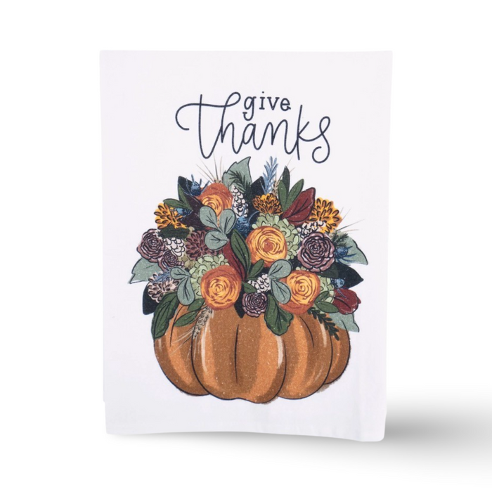 Give Thanks Pumpkin Tea Towel