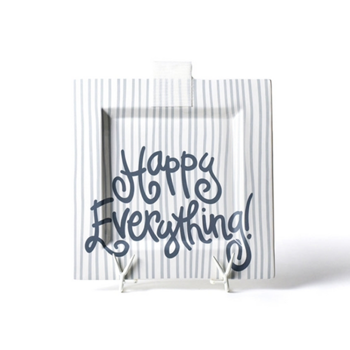 Happy Everything Stone Stripe Big Square Platter