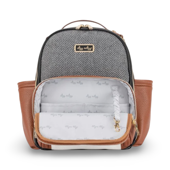 Itzy Ritzy Mini Plus Diaper Bag Backpack - Coffee & Cream