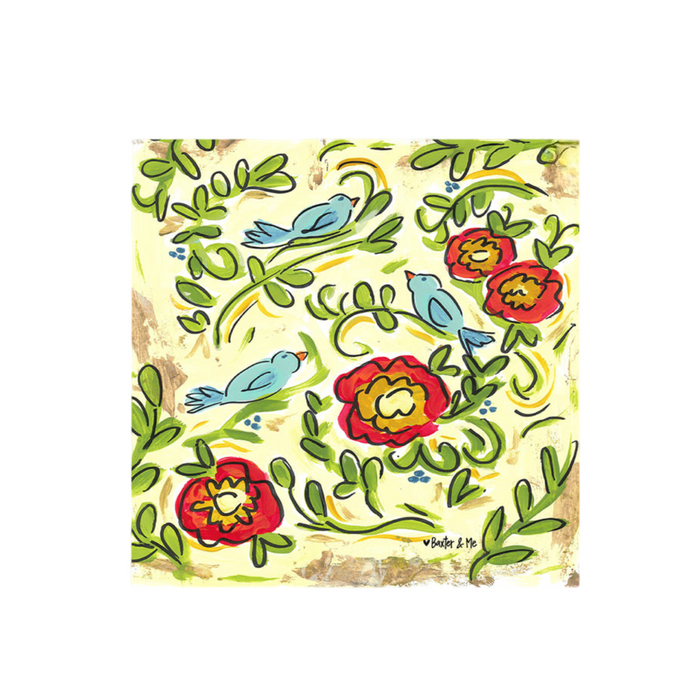 Baxter & Me Wrapped Canvas: Cream Floral