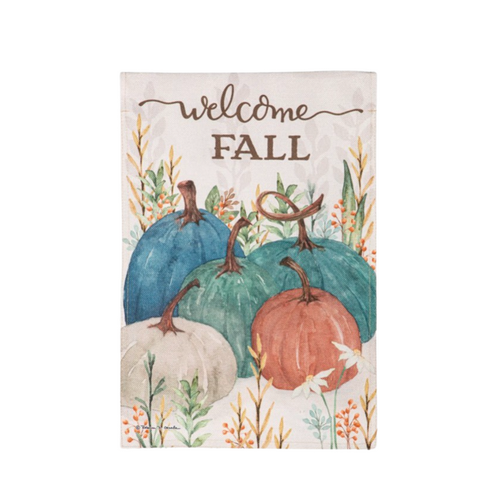 Welcome Fall Pumpkins Burlap Garden Flag