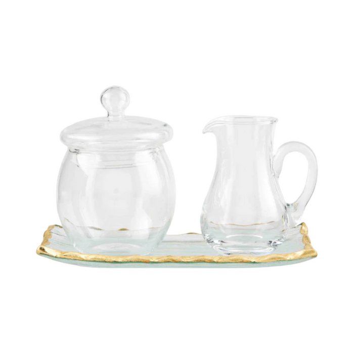 Mud Pie Gold Edge Cream & Sugar Set