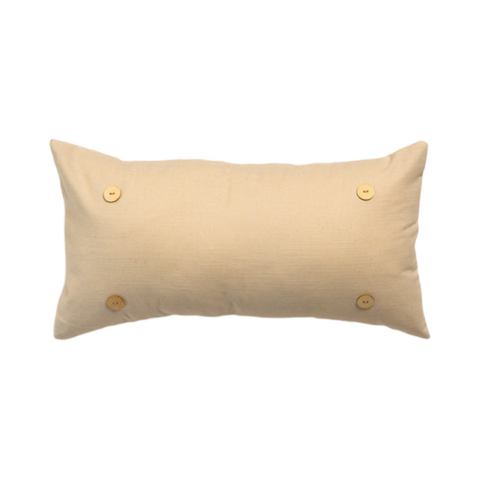 Natural Washed Cotton Button Pillow Lumbar 14" x 22"