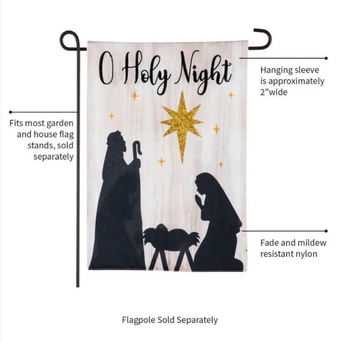 Nativity Silhouette Garden Linen Flag