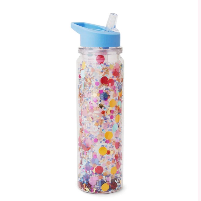 Celebrate Confetti Water Bottle With Straw