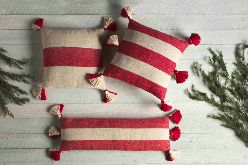 Mud Pie Stripes Red Ponchaa Pillow