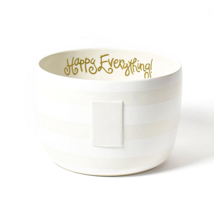 Happy Everything White Stripe Big Bowl