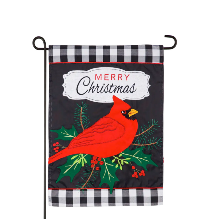 Merry Christmas Cardinal Garden Applique Flag