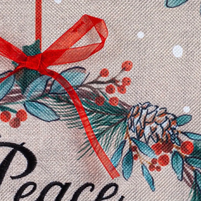 Chickadee Wreath Burlap Garden Flag