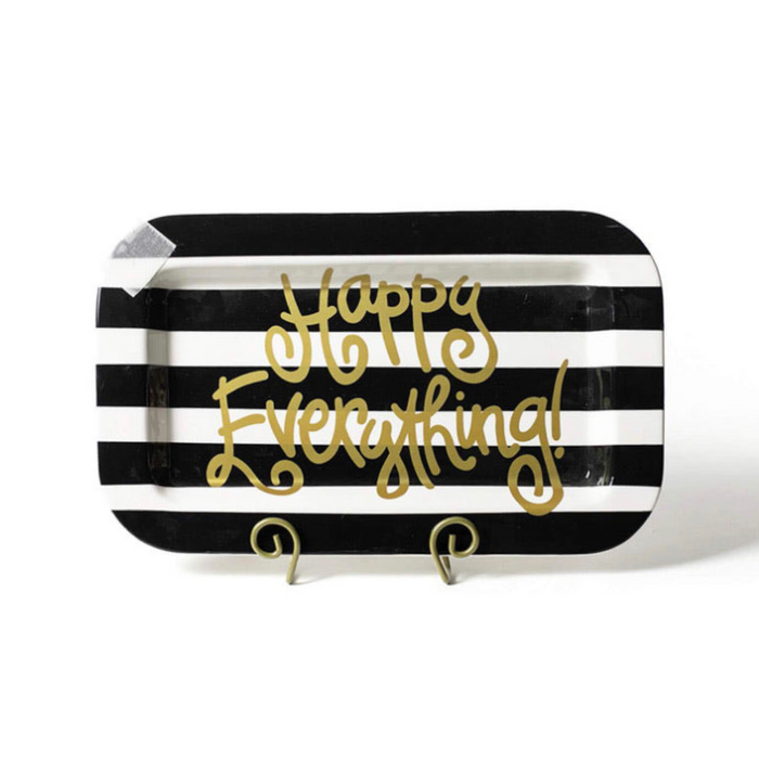 Happy Everything Black Stripe Mini Rectangle Platter