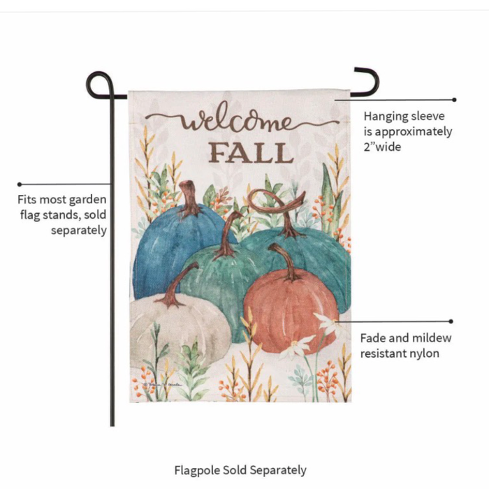 Welcome Fall Pumpkins Burlap Garden Flag