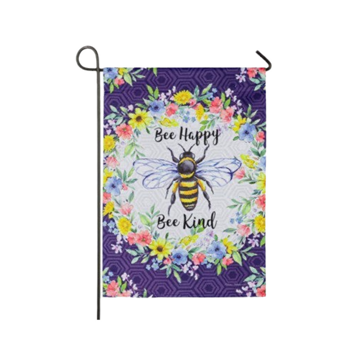 Bee Happy Bee Kind Garden Suede Flag