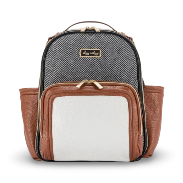 Itzy Ritzy Mini Plus Diaper Bag Backpack - Coffee & Cream