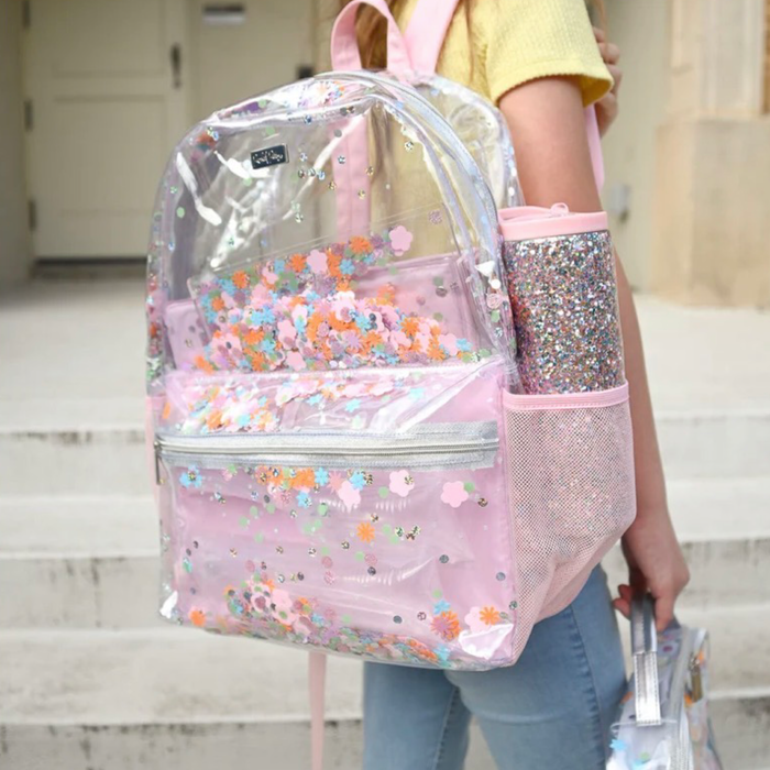 Packed Party Flower Shop Confetti Clear Backpack Medium