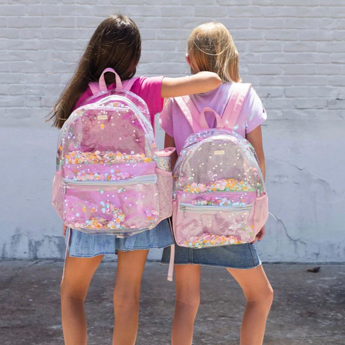 Packed Party Flower Shop Confetti Clear Backpack Medium