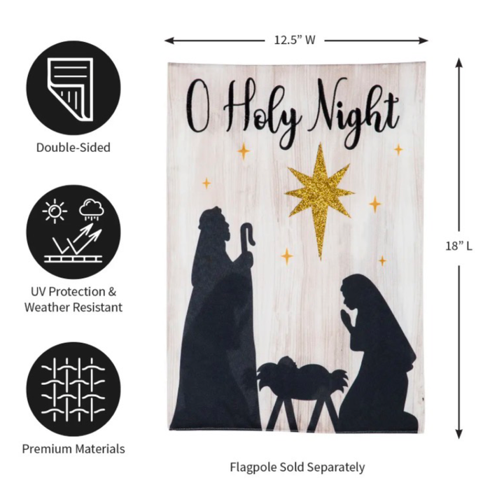 Nativity Silhouette Garden Linen Flag