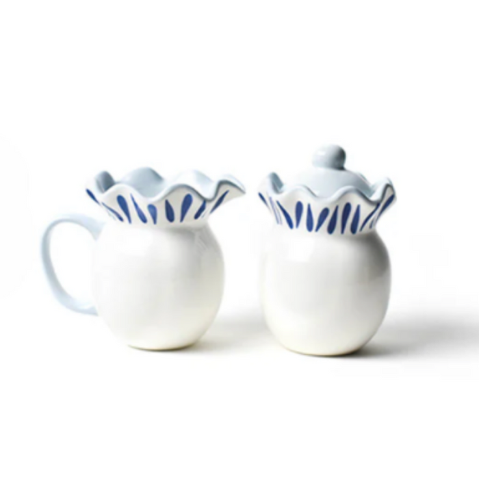 Coton Colors Iris Blue Drop Ruffle Cream and Sugar Set