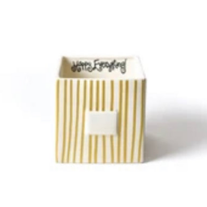 Happy Everything Gold Stripe Mini Nesting Cube Medium