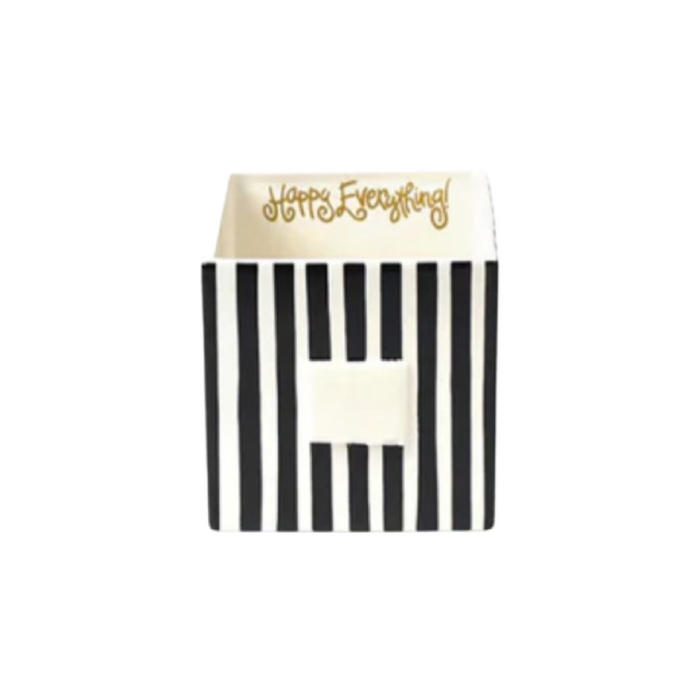 Happy Everything Black Stripe Mini Nesting Cube Medium