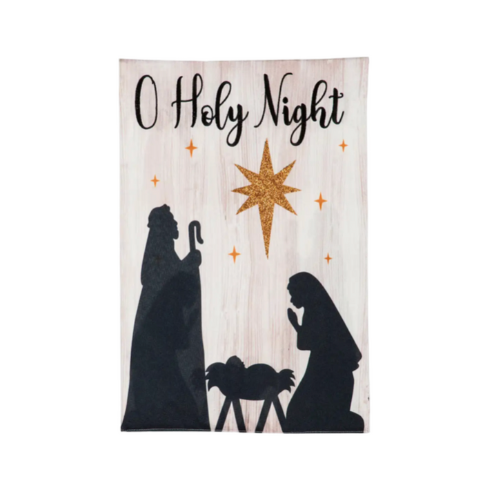 Nativity Silhouette Garden Linen Flag