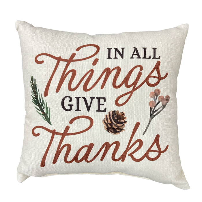 Little Birdie Give Thanks Square Pillow