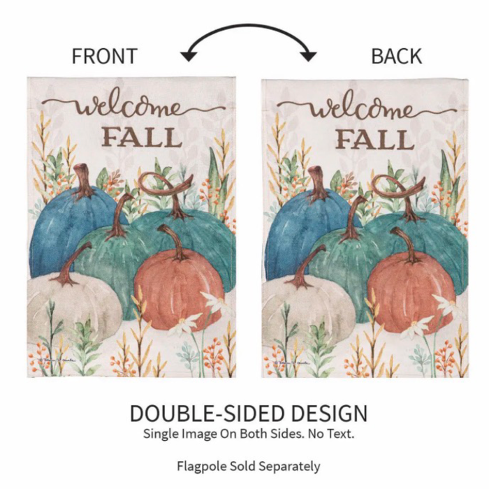 Welcome Fall Pumpkins Burlap Garden Flag