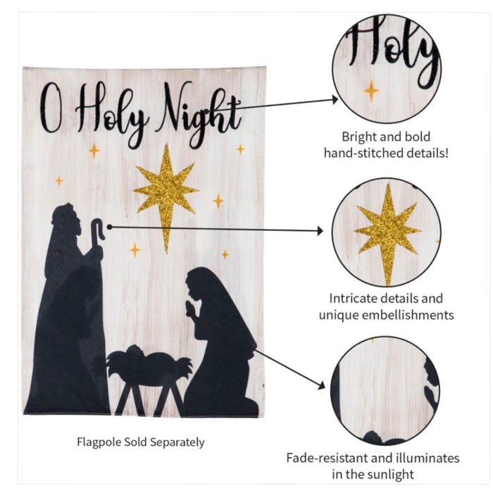 Nativity Silhouette Garden Linen Flag