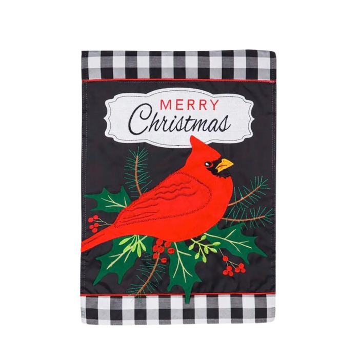 Merry Christmas Cardinal Garden Applique Flag