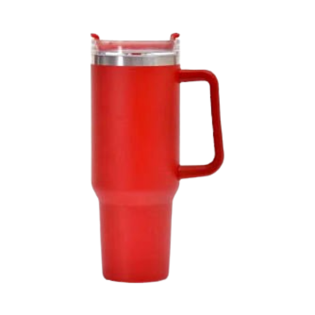 40oz Handle Travel Tumbler - Red with Red Accents — Trudy's Hallmark